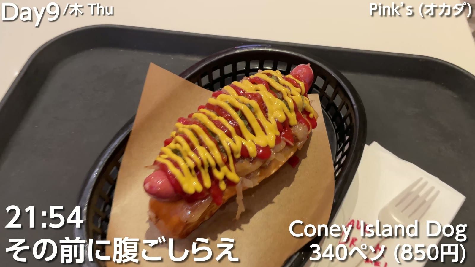 コニーアイランドドッグ 340ペソ（850円）。これが一番王道