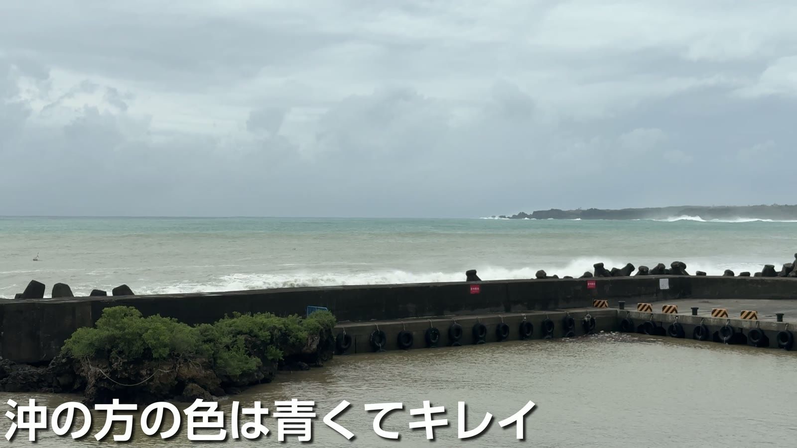 沖の方の色は青くてキレイ