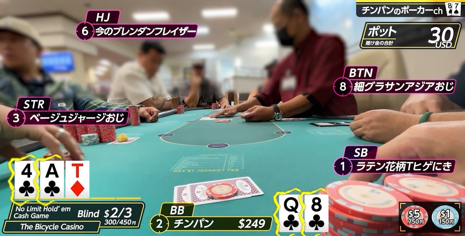 バイシクルカジノの $2/3 卓