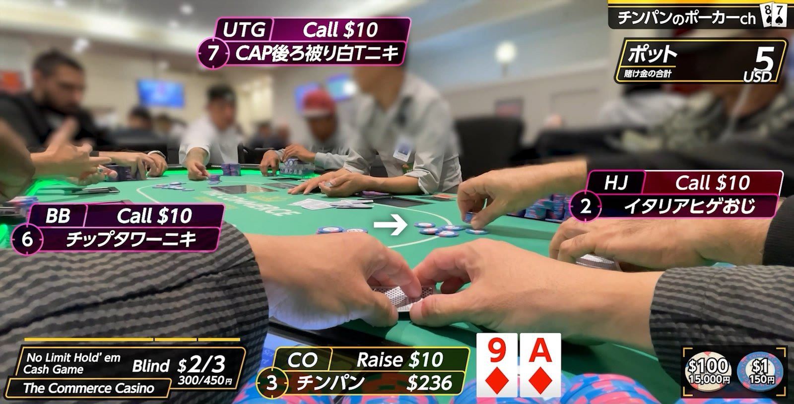 コマースカジノの $2/3 卓