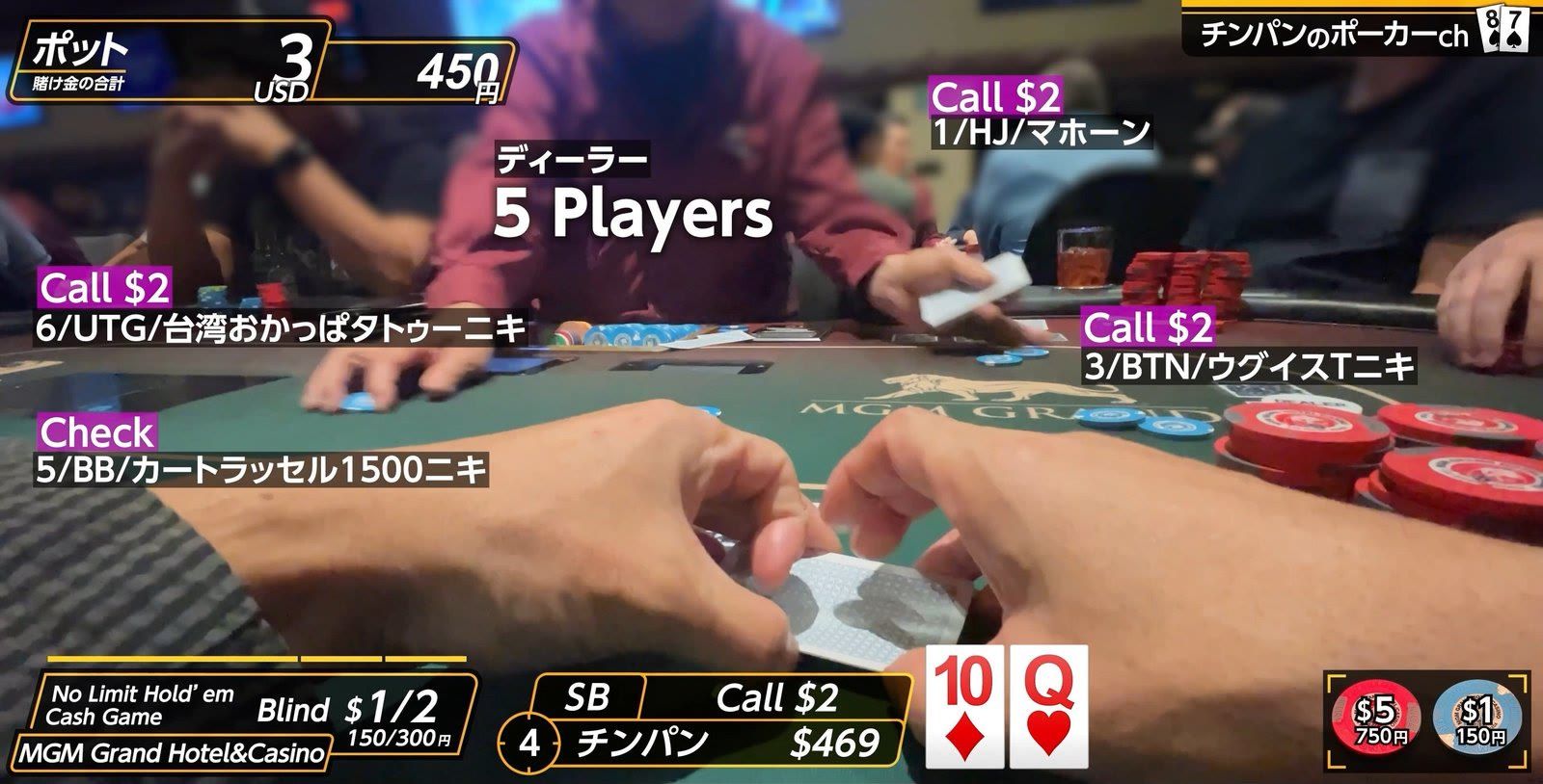 MGMグランドの $1/2 卓